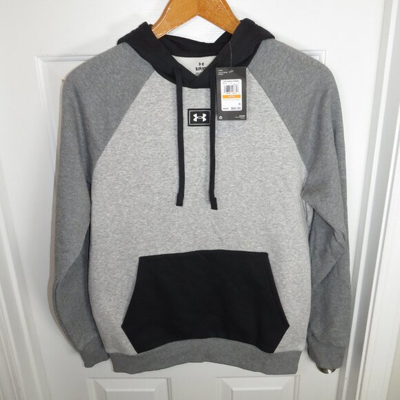 *NWT* Under Armour UA Rival Fleece Hoodie Colorblock Men's Small Loose Fit - Picture 1 of 4